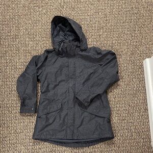 REI Women's Hooded Raincoat in Dark Gray